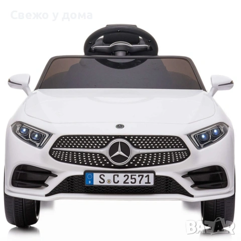 Бяла акумулаторна кола Mercedes Benz CLS350 с кожена седалка 12V