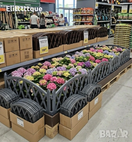 Декоративна графитна градинска ограда 50x30 см – комплект 6 бр., 300 см 