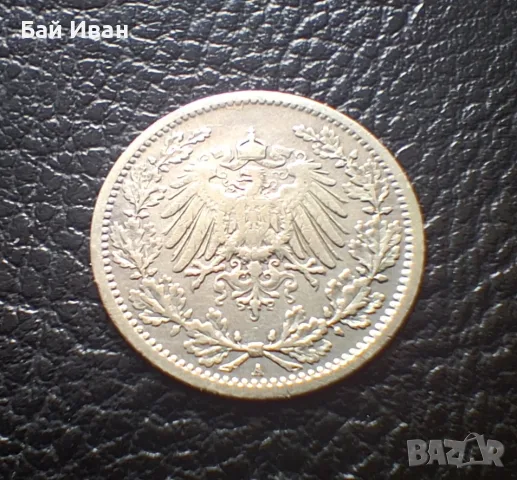 Стара сребърна монета 1/2 марка 1907 г. буква А - Германска империя - красива !, снимка 7 - Нумизматика и бонистика - 55306409