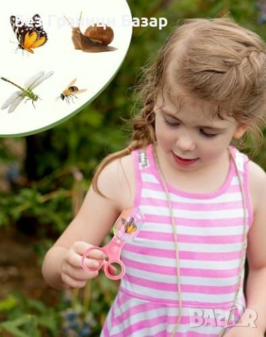 Нов Детски комплект за ловене на насекоми 2 деца с чанта розов Играчки, снимка 6 - Образователни игри - 54043211