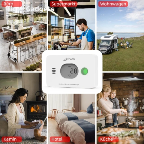 CPVAN Wireless 3-in-1 Carbon Monoxide Detector – CO детектор с температура и влажност, снимка 6 - Друга електроника - 54527058
