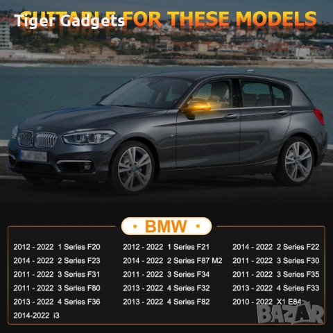 Динамични LED мигачи за огледала BMW POPMOTORZ 2835 SMD Black, Sequential, комплект 2 броя, снимка 2 - Аксесоари и консумативи - 54853376
