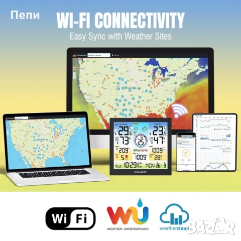 Weather Station WF-120C професионална домашна метеостанция, снимка 3 - Друга електроника - 54453321