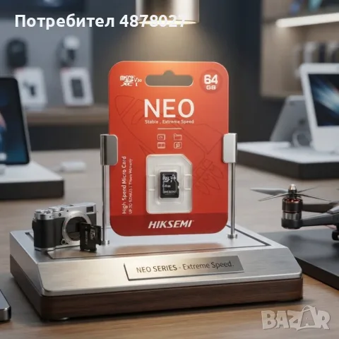 HIKSEMI NEO 64GB microSDXC UHS-I V30 Class 10 Карта Памет – До 92 MB/s, снимка 5 - Карти памет - 55484752