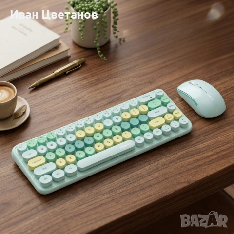 Комплект безжична клавиатура и мишка MOFII Bean, 2.4G - ергономичен дизайн и компактни размери