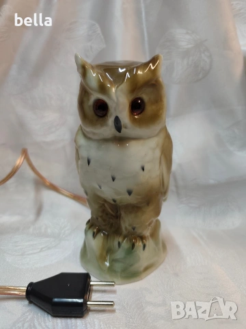 Ретро настолна порцеланова лампа под формата на бухал,сова.