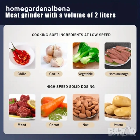 Мощен Електрически Чопър 3L | 800W | Неръждаема Стомана, снимка 11 - Чопъри и пасатори - 54209301