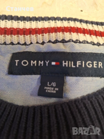 Оригинален мъжки пуловер Tommy Hilfiger (Размер L) – 100% памук, снимка 2 - Пуловери - 54899450