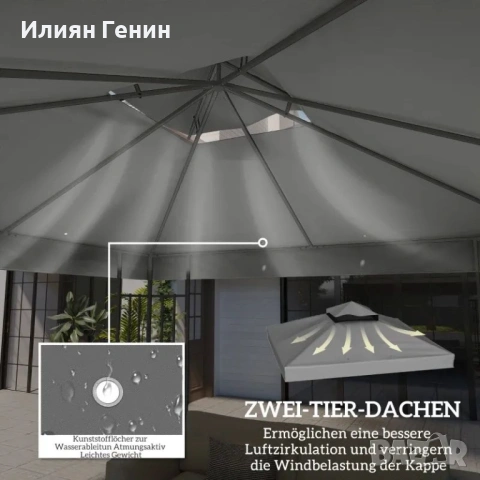 Outsunny 3 x 3 м резервен навес за беседка, снимка 7 - Градински мебели, декорация  - 54626861