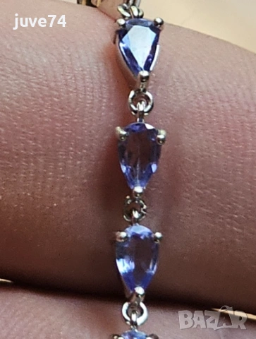 СРЕБЪРНА ГРИВНА С ТАНЗАНИТ (ТАНЗАНИЯ), снимка 6 - Гривни - 54344863