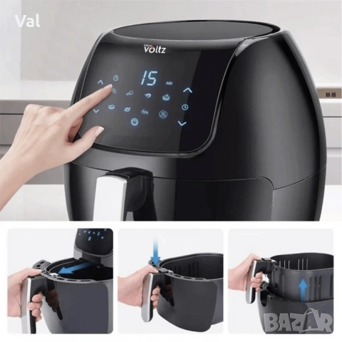 Промоция - Фритюрник AirFryer Voltz OV51980F 1800W, 7.7L, 2 ГОДИНИ ГАРАНЦИЯ, снимка 16 - Фритюрници - 54671786