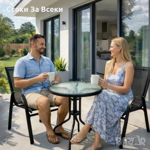 Градински комплект 3 части с маса и 2 стола, снимка 10 - Градински мебели, декорация  - 55573956