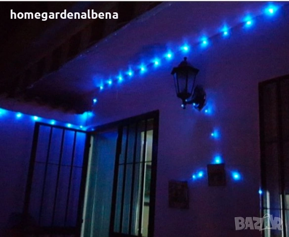 Верига от лампички за външен монтаж 10 м – синя или студено бяла светлина
