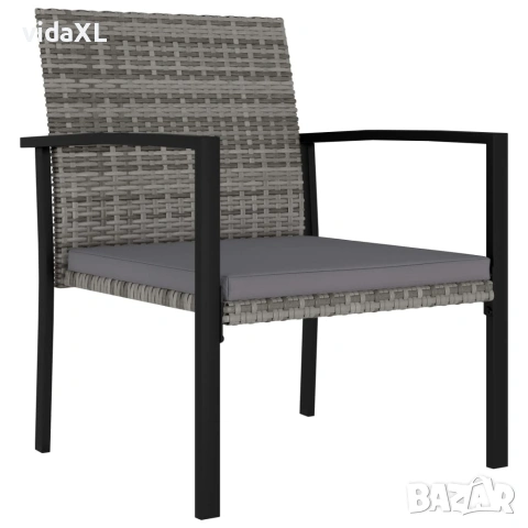 vidaXL Градински трапезни столове, 4 бр, полиратан, сиви(SKU:315113), снимка 2 - Градински мебели, декорация  - 54961212