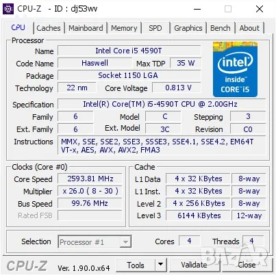 Intel I5-4590T socket 1150, снимка 3 - Процесори - 55511949
