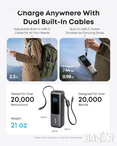 Външна батерия Anker Power Bank 25K 165W, снимка 3 - Друга електроника - 54935573
