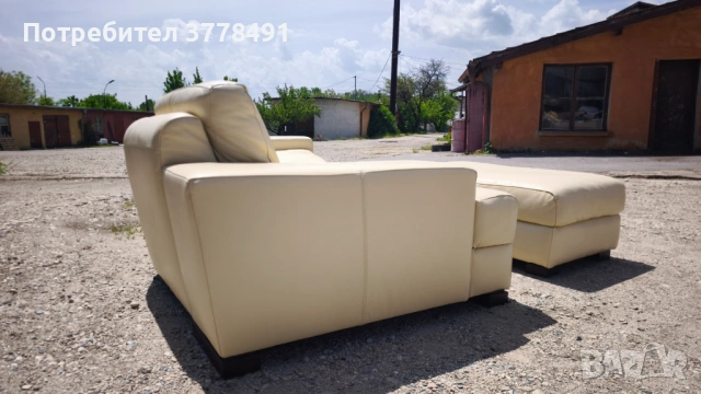 Кожен диван с табуретка, снимка 3 - Дивани и мека мебел - 54501897