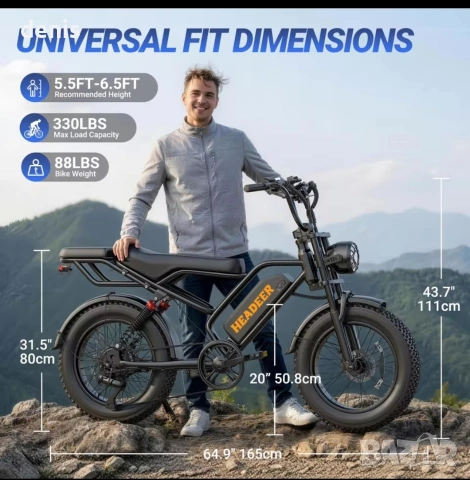 Електрически Велосипед Heeader BK20 (750W, 48V 20Ah) – Fat Bike , снимка 9 - Велосипеди - 55263092