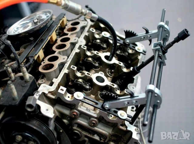 Оригинал LASER Английски Универсален К-т 10-в-1 СКОБИ за Пружини Клапани Мотори Бензин Дизел БАРТЕР, снимка 4 - Куфари с инструменти - 54176069