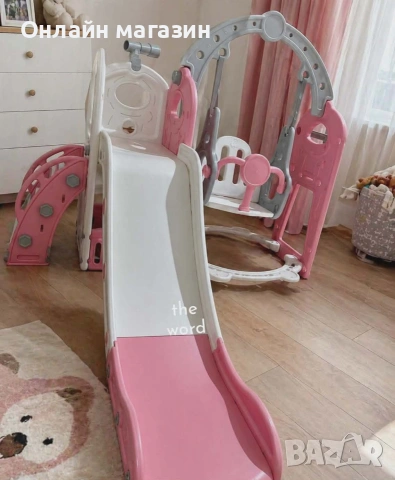 Детска пързалка с люлка в розово, снимка 5 - Други - 54397733