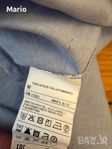 Benetton мъжка риза лен/памук М, снимка 8 - Ризи - 54526088