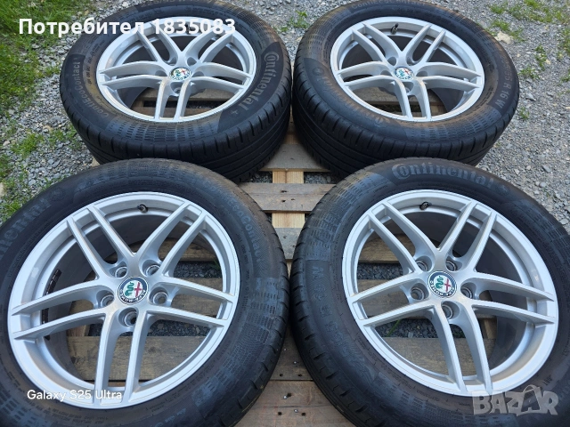 Лети джанти 16ки 5х110 Alfa Romeo + летни гуми 225/55/16 Continental, снимка 3 - Гуми и джанти - 54691122