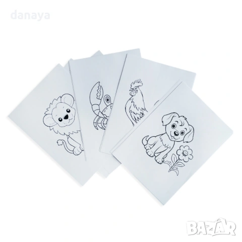 6553 Комплект A4 листи за оцветяване с животни в папка, 50 броя, снимка 5 - Ученически пособия, канцеларски материали - 54089593