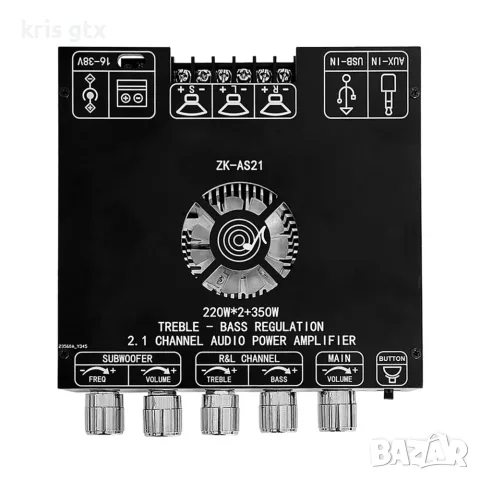 аудио модул Усилвател 2+1 2x220W + 350W субуфер Bluetooth usb TPA3255 чип, снимка 7 - Ресийвъри, усилватели, смесителни пултове - 55092418
