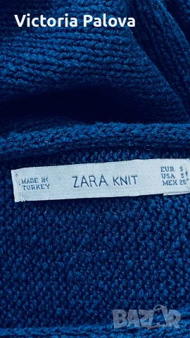 Тъмносиня плетена рокля -пуловер ZARA KNIT, размер S, снимка 5 - Рокли - 55441532