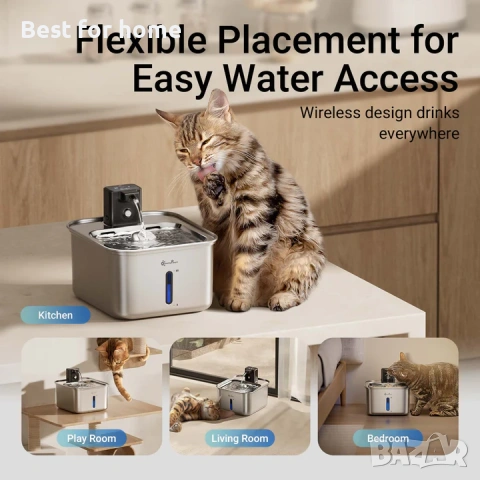 Фонтан за вода за котки DownyPaws FurSink с батерии - версия FSS, снимка 3 - За котки - 54580686