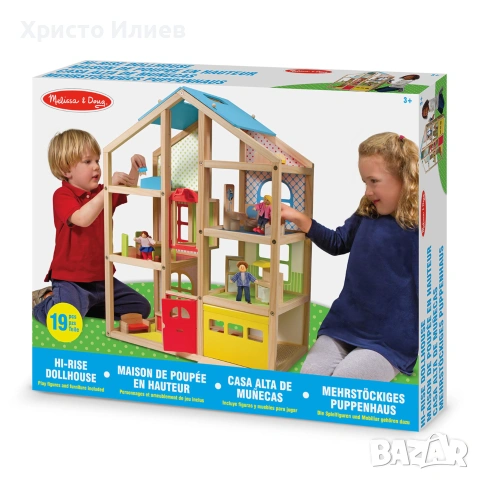 Дървена къща за кукли с обзавеждане и асансьор Melissa and Doug, снимка 10 - Други - 55100012