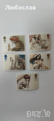 Лот британски коледни пощенски марки 1984 – Nativity (13p, 17p, 22p, 31p, 34p) mint 
