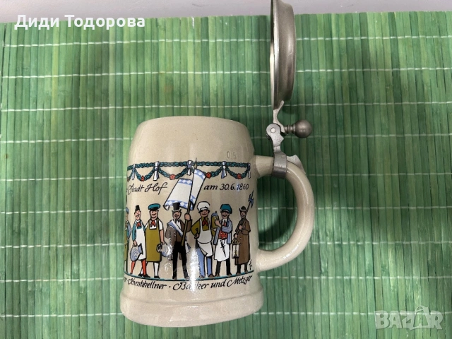 Колекционерска немска бирена халба "Deininger Bier" с метален капак, снимка 3 - Колекции - 54938218