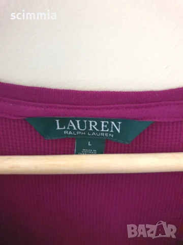 Рипсена миди рокля Lauren Ralph Lauren 100% памук, лилава/цикламена, еластична, размер L, снимка 4 - Рокли - 54720187