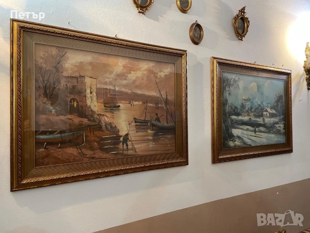 Двойка италиански картини, снимка 3 - Антикварни и старинни предмети - 54870875