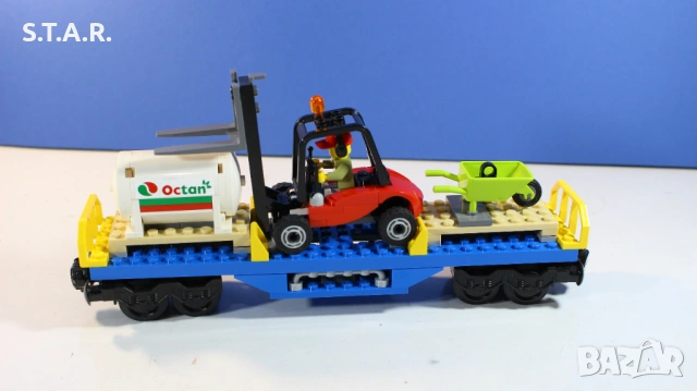Лего Син Товарен Влак 60052 Lego City Blue Cargo Train, снимка 4 - Конструктори - 54720641