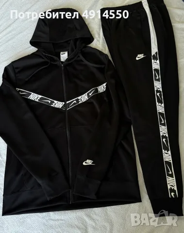 Оригинален мъжки анцуг Nike Sportswear черно/бял – размер L