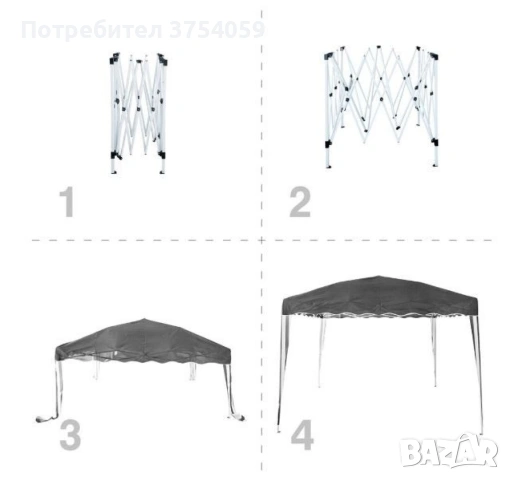 Шатра Muhler 300x300xH260cm – Стабилност и стил за открито удоволствие, снимка 3 - Градински мебели, декорация  - 55200867