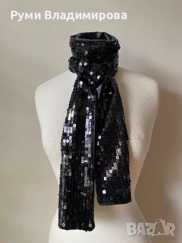 Шал с пайети в черно и кафяво/ различни видове, снимка 6 - Шалове - 47544666