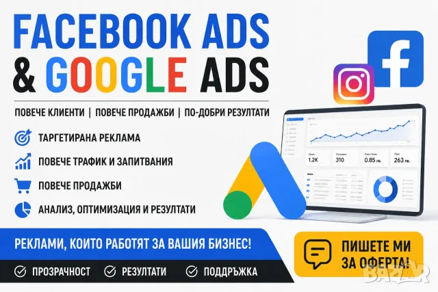Facebook Ads + Google Ads — повече клиенти и продажби за вашия бизнес