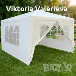 Градинска шатра павилион 3x4x2.5 м синя - Парти шатра със стени, 4 прозореца и вход с цип ., снимка 2 - Градински мебели, декорация  - 55157700
