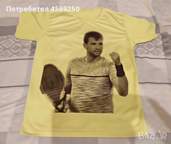 Уникална жълта тениска с Григор Димитров (Гришо), снимка 2 - Тениски - 55087953