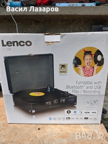 Грамофон LENCO TT-13BK куфарен грамофон с Bluetooth и USB запис чисто нов 