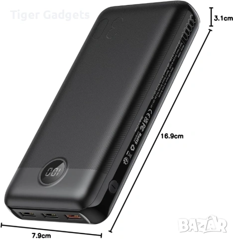 VEGER V3008 Power Bank 30000mAh – външна батерия с LED дисплей, 20W PD и QC 3.0 fast charge, снимка 7 - Друга електроника - 54522994