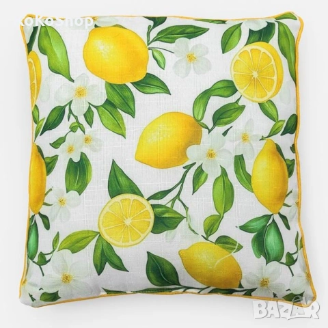 Декоративна възглавница с лимони - 45 x 45 см., снимка 3 - Възглавници - 54229707
