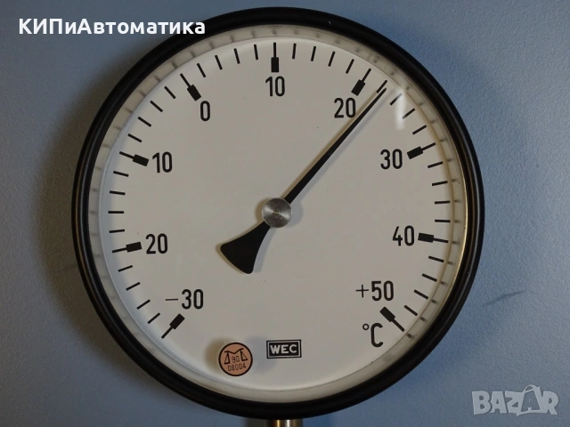 биметален термометър WEC 4375R-150 Ø160 mm G1/2 -30/+50°C L-150mm, снимка 2 - Резервни части за машини - 54525777