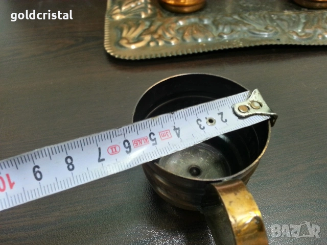 стари медни чашки с поднос , снимка 4 - Антикварни и старинни предмети - 37694657