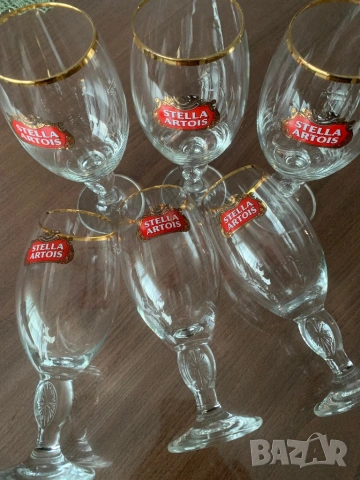 Комплект от 6 чаши за бира с логото на Stella Artois, снимка 7 - Чаши - 54766953