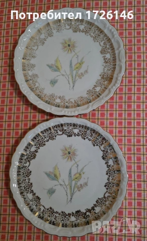 Порцеланова чиния със златен кант и позлата 2 броя на Bavaria, Germany , снимка 6 - Чинии - 54046225