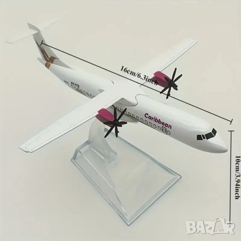 ATR 72 самолет модел макет Caribbean метален пътнически маршрут къси разстояния пътници билет кабина, снимка 6 - Колекции - 54059750
